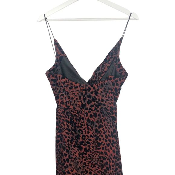 MISHA RED LEOPARD HARPA DRESS Burnout Velvet Front Slit Lined US 10 $419.95 - Picture 8 of 13